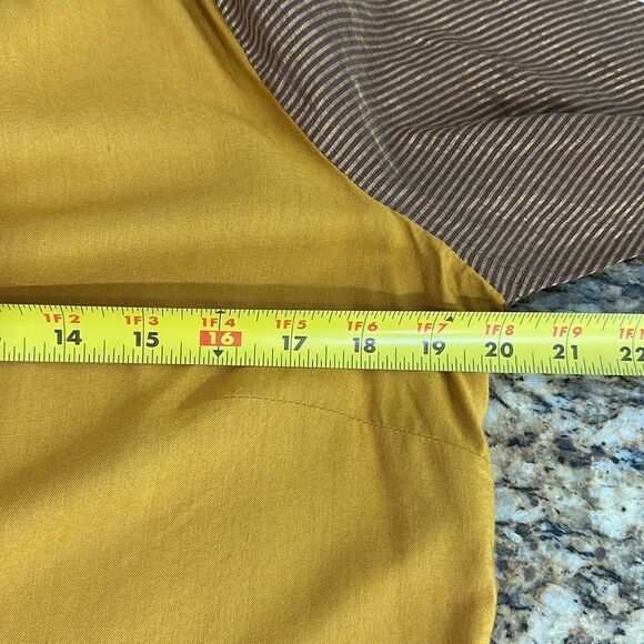 Fabindia Mustard Color Organza Sleeve Tie Neck Top Size L - Picture 7 of 9